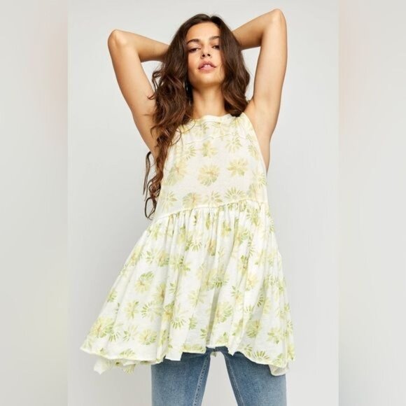 Free People Women’s Madison Tank Size Small Floral Print flowy oversized boho - Picture 2 of 15